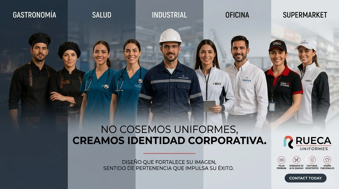 Equipos de gastronomía, salud, industria, oficina y supermercado con uniformes de Rueca.