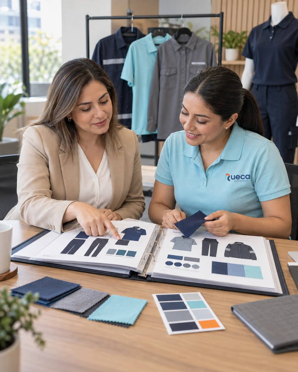 Responsable de RRHH revisando el Manual de Uniformes de su empresa.